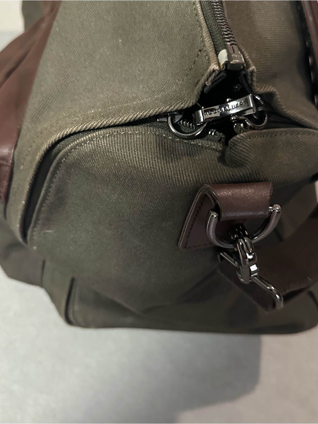 Men’s Olive Canvas Duffel With Brown Leather Accents — image 8 of 8